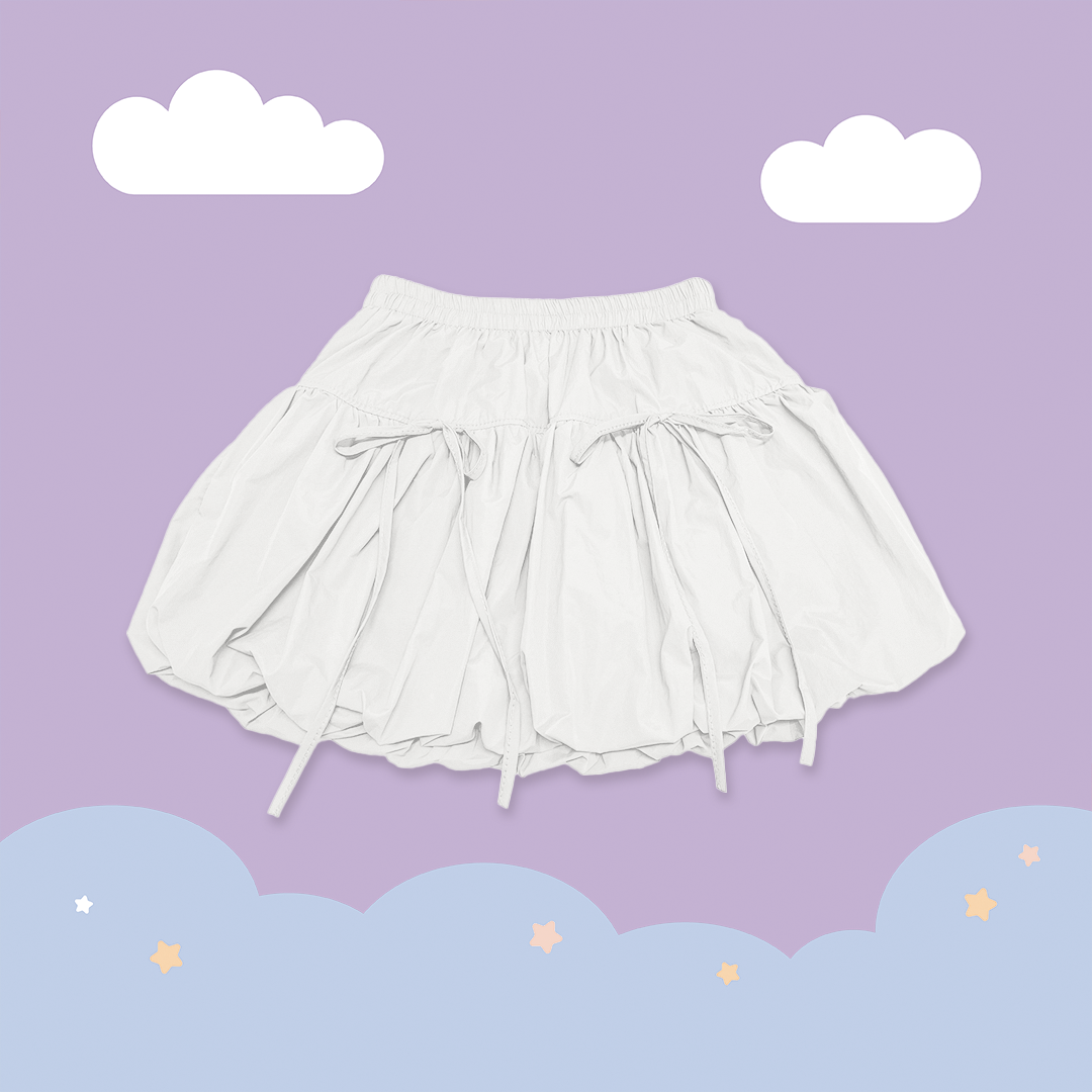 こ♡こ 蝴蝶結綁帶設計花苞短裙