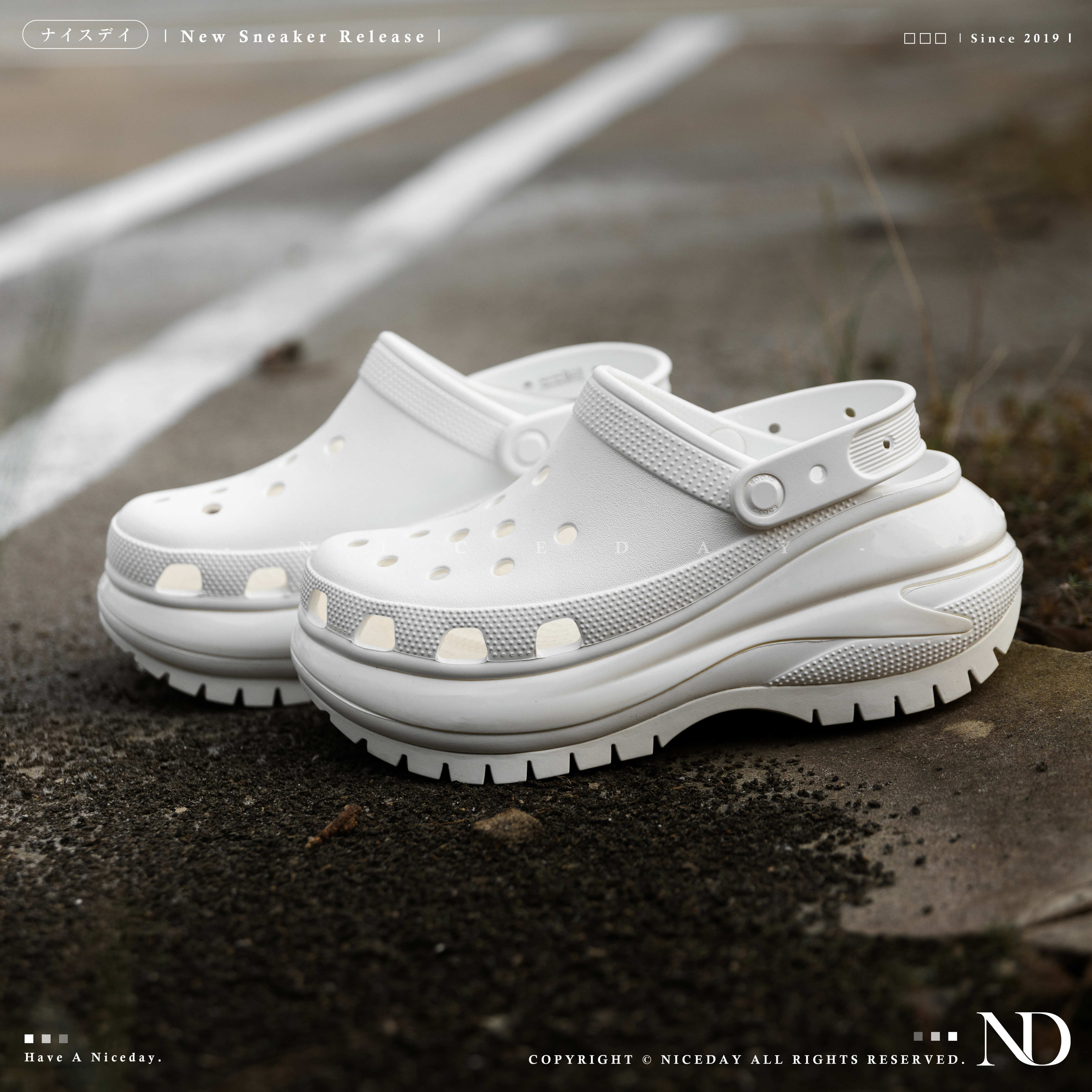 NICEDAY 現貨 Crocs Classic Crush 洞洞鞋 厚底 光輪 變化款 黑 奶茶 白 增高