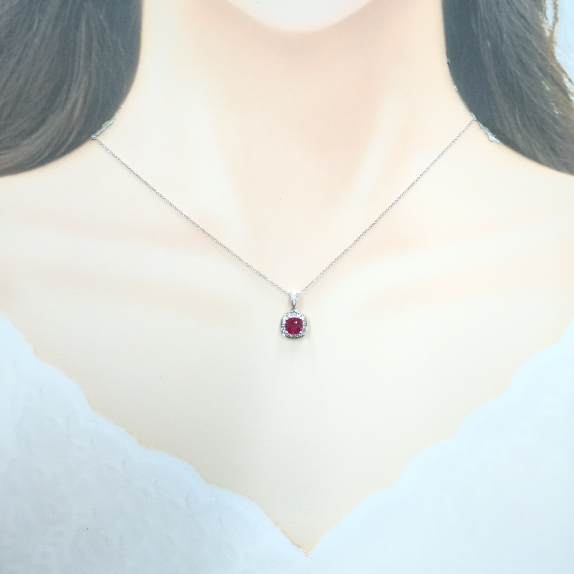 18K White Gold 1.05ct Ruby and Diamond Pendant
