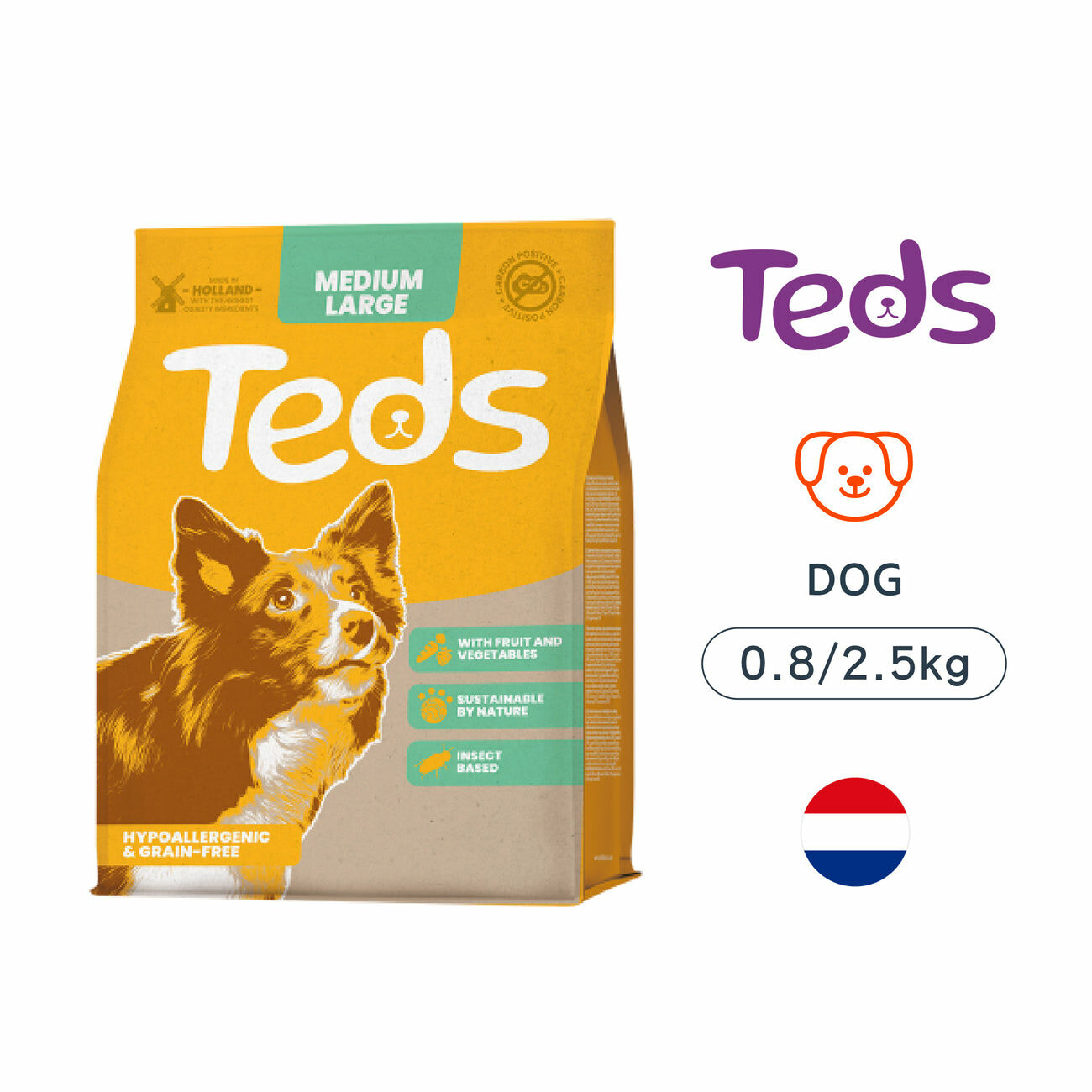 【Teds 泰德昆蟲】中/大型犬低敏昆蟲蛋白飼料(荷蘭原裝進口）