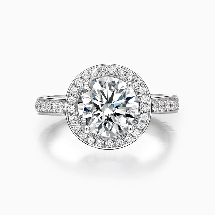 18K 白金鑲單鑽石訂婚戒指