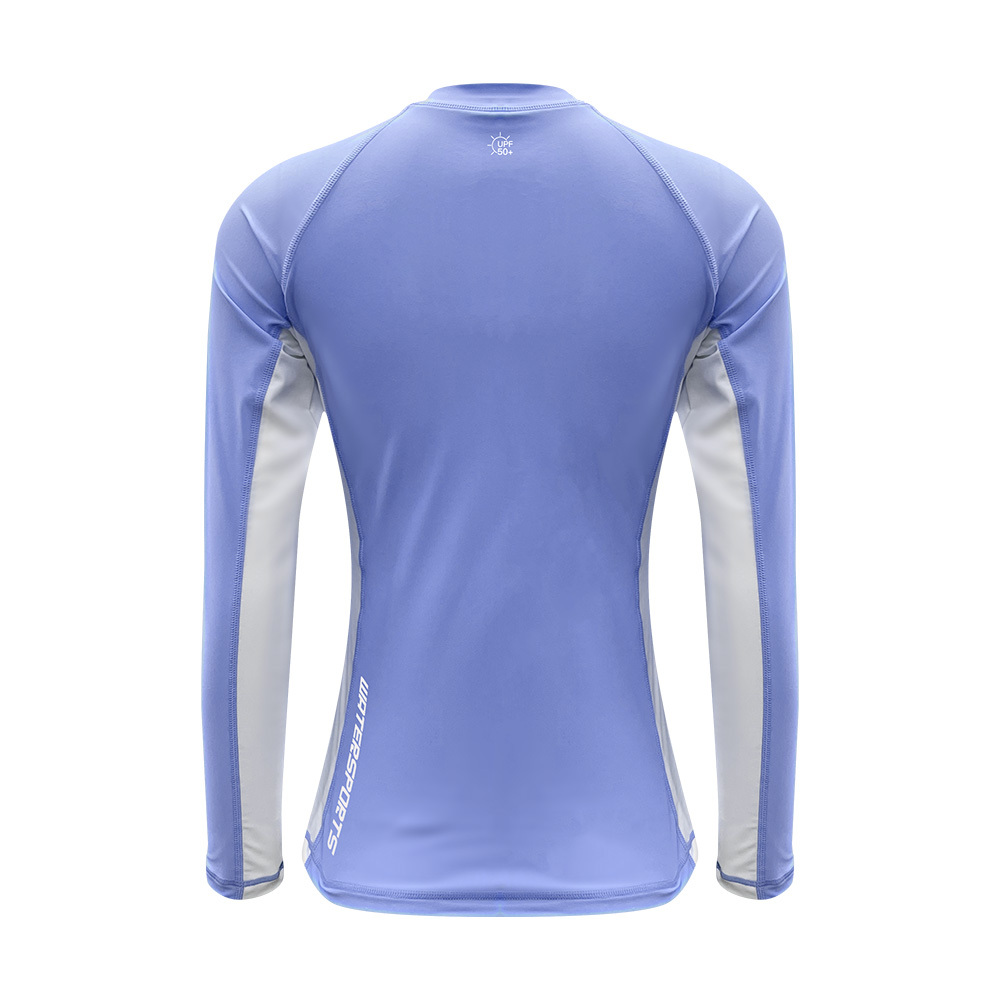 女士長袖游泳防曬上衣內襯運動內衣 - 紫/白