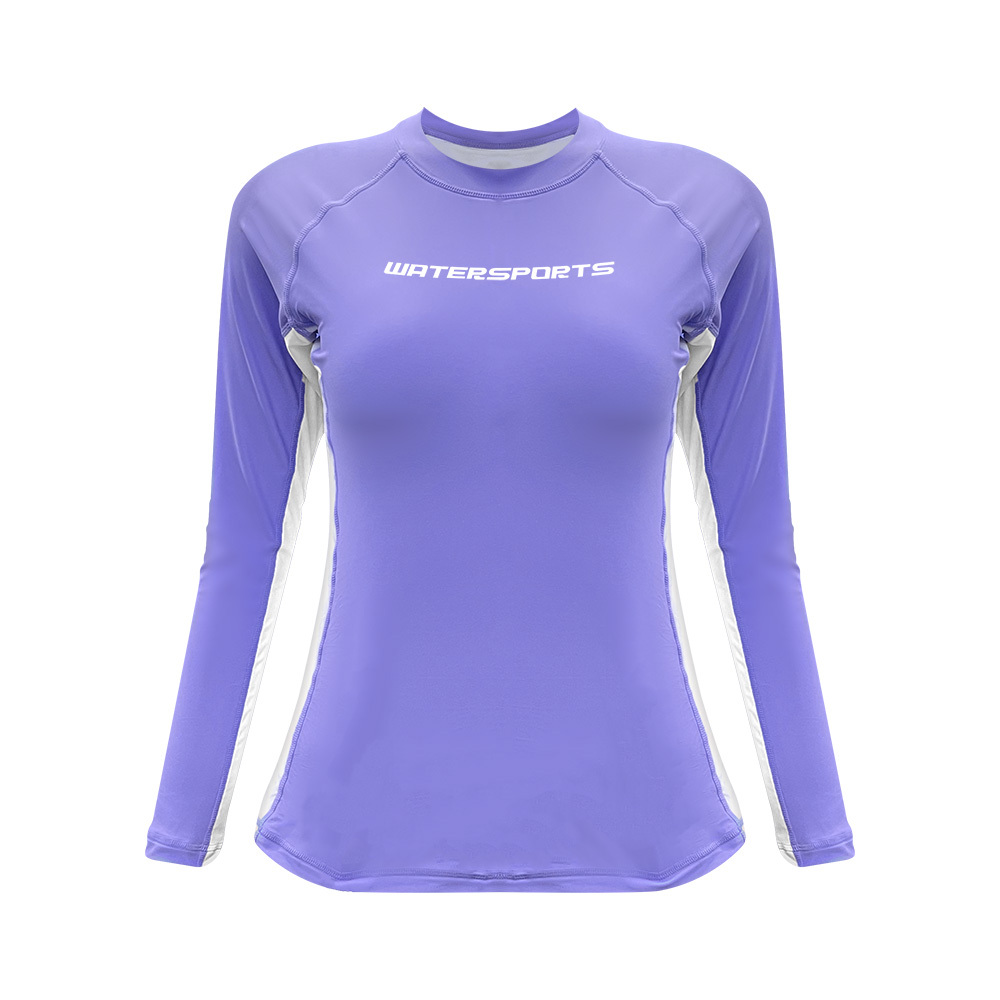 女士長袖游泳防曬上衣內襯運動內衣 - 紫/白