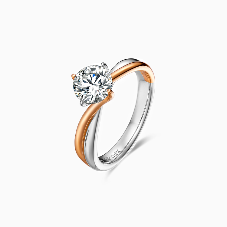 18K 白金鑲單鑽石訂婚戒指