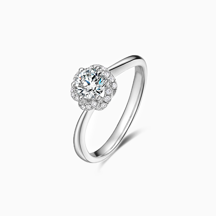18K 白金鑲單鑽石訂婚戒指