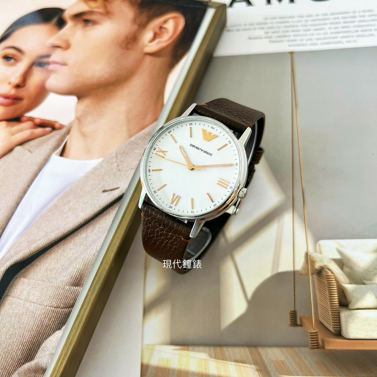 【EMPORIO ARMANI 亞曼尼】美式經典羅馬時標極簡時尚腕錶 AR11173 42mm 現代鐘錶