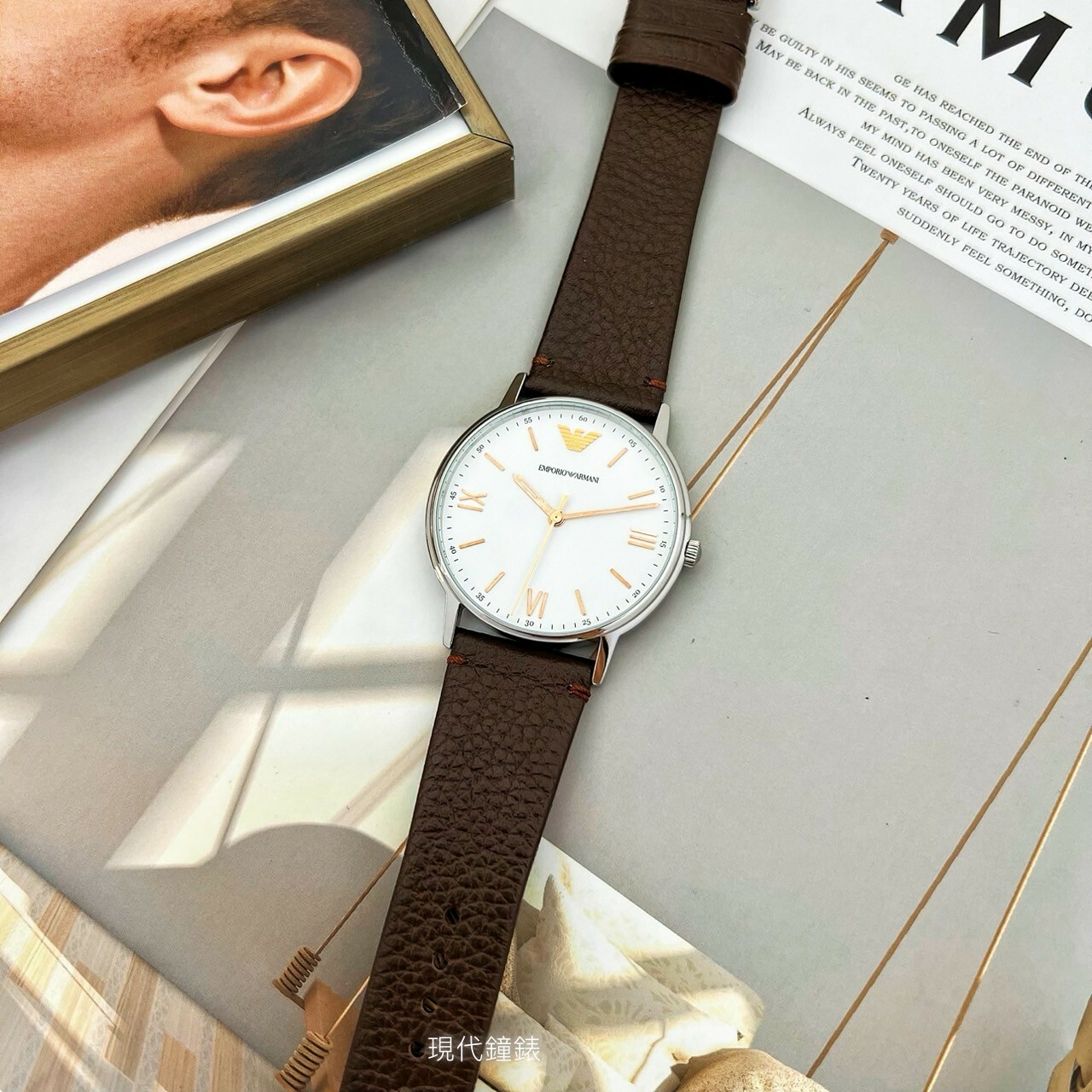 【EMPORIO ARMANI 亞曼尼】美式經典羅馬時標極簡時尚腕錶 AR11173 42mm 現代鐘錶