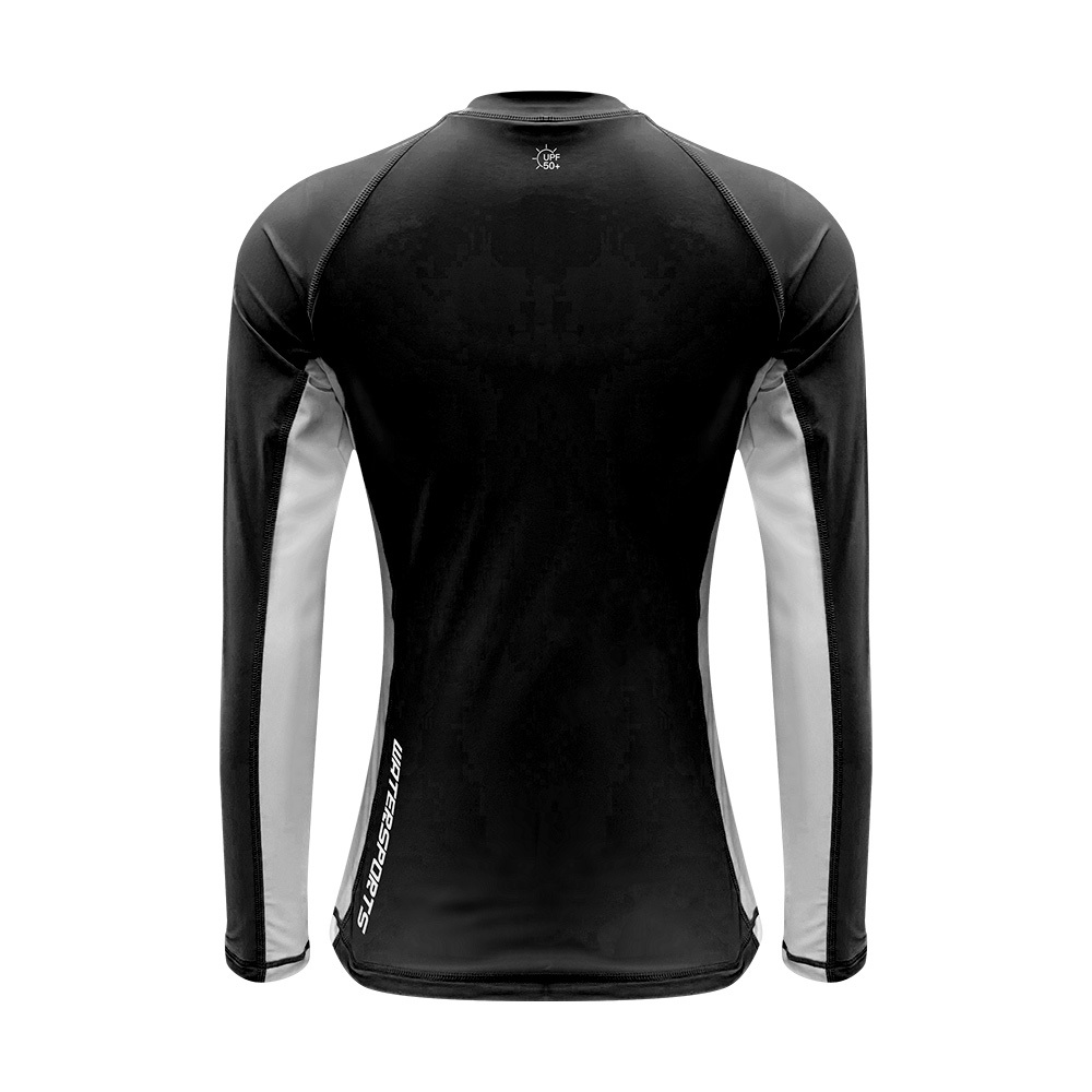 女士長袖游泳防曬上衣內襯運動內衣 - 黑/白