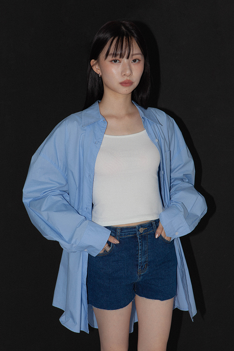 毛邊高腰牛仔短褲(-25%)