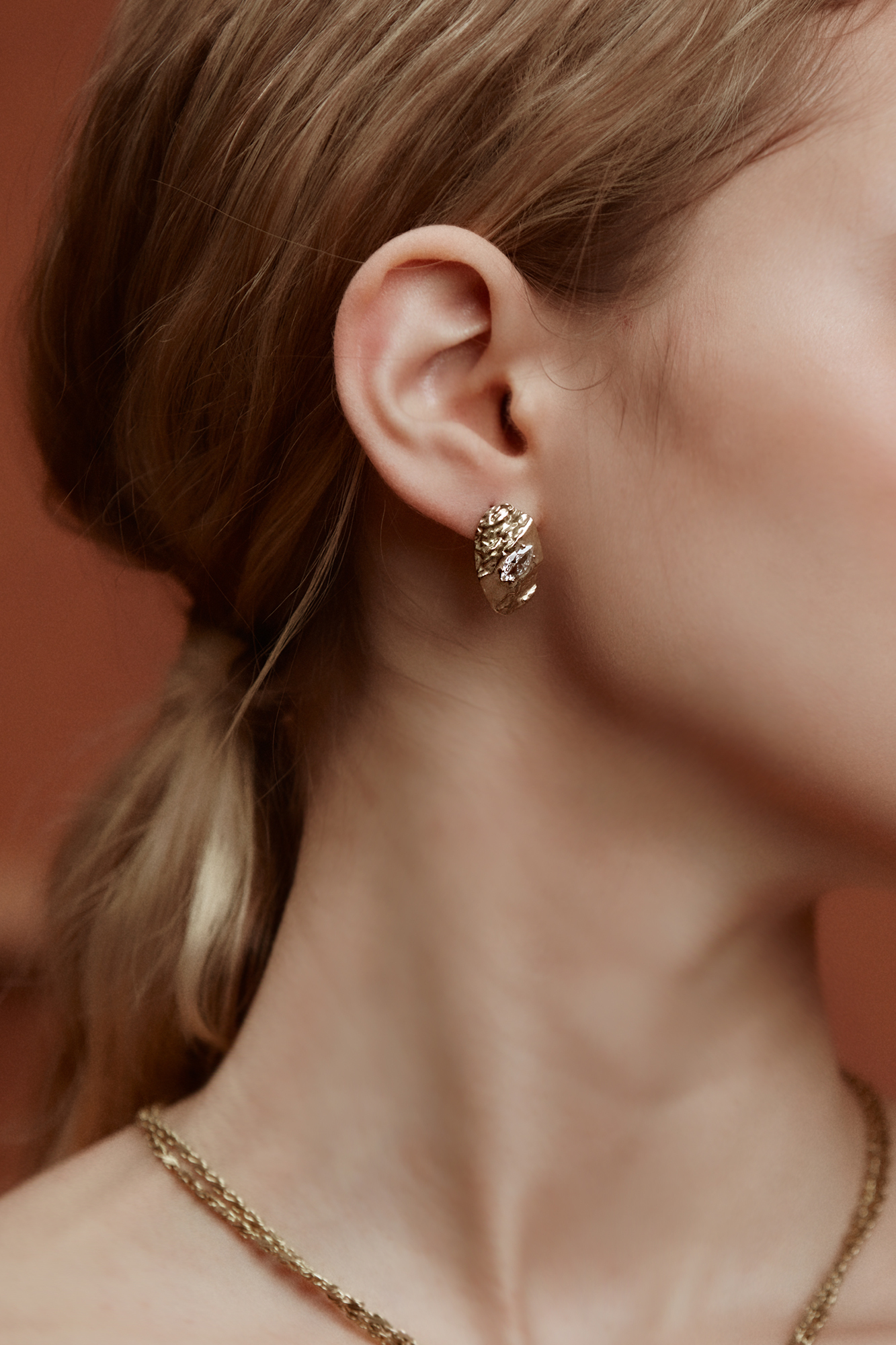 黃銅飾品, 耳環, 飾品, 黃銅, 鋯石,基本款,百搭