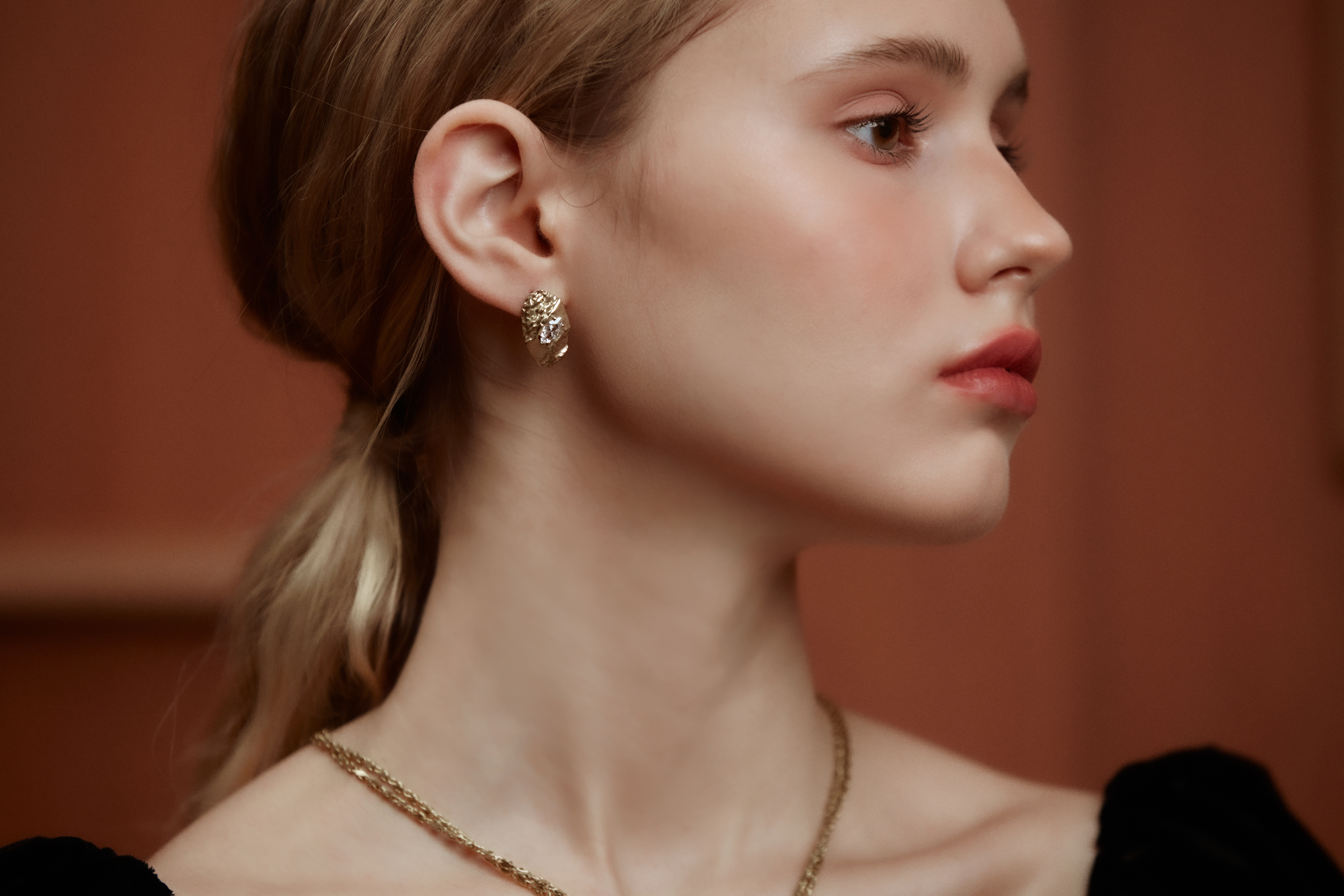 黃銅飾品, 耳環, 飾品, 黃銅, 鋯石,基本款,百搭