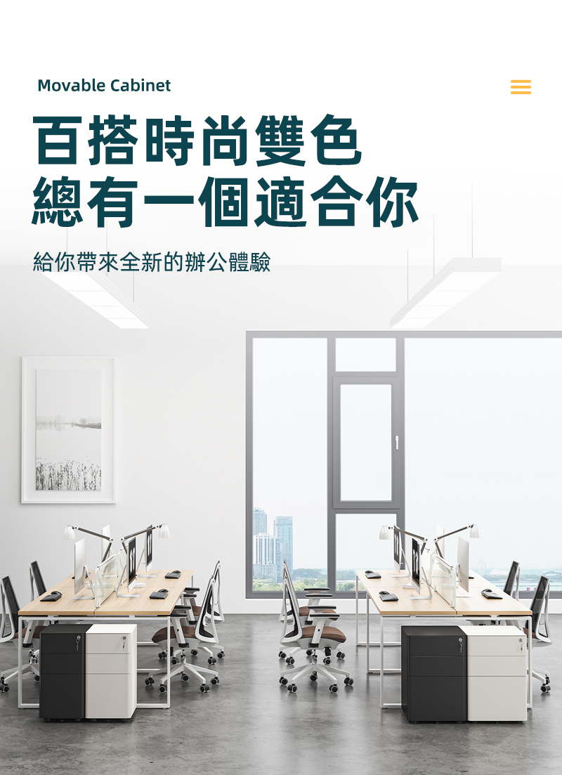 Movable Cabinet百搭時尚雙色總有一個適合你給你帶來全新的辦公體驗