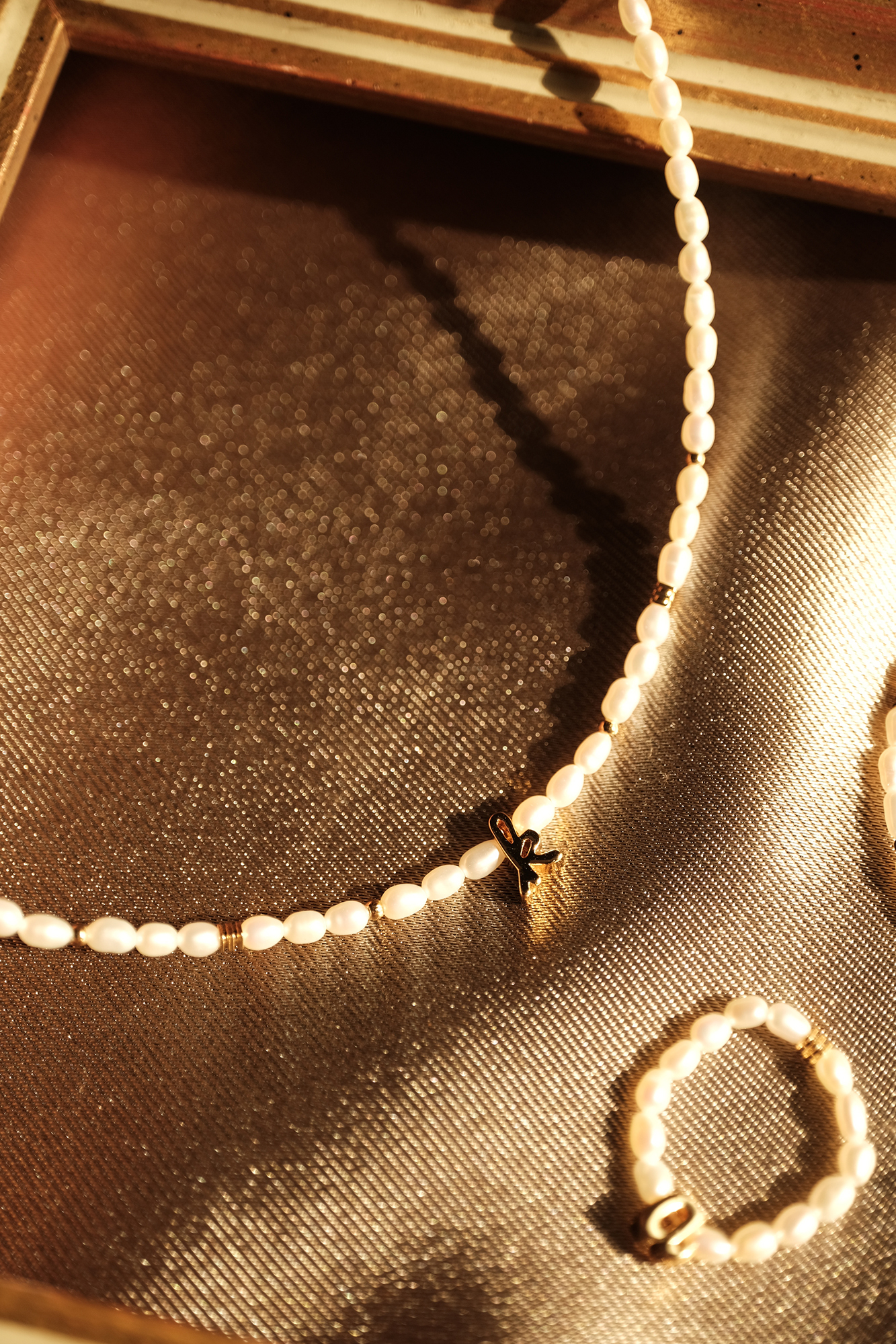 黃銅飾品, 項鍊, 飾品, 黃銅,天然珍珠,鍍18k金,18kgp,英文字母,客製