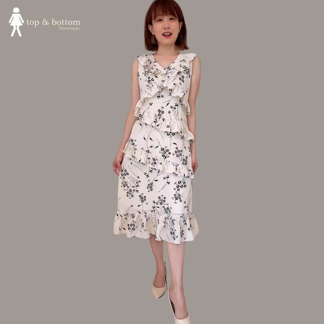 FLORAL PRINT RUFFLED MIDI DRESS