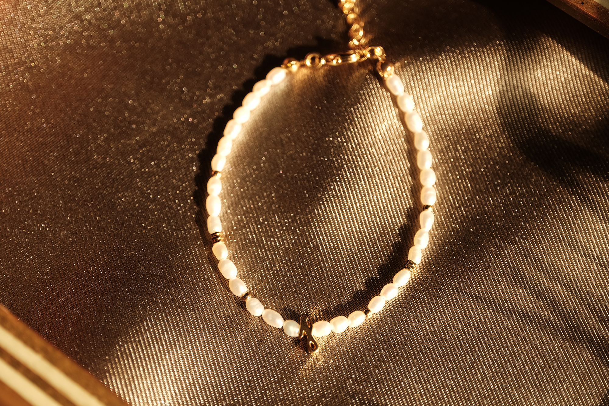 黃銅飾品, 手鍊, 飾品, 黃銅,天然珍珠,英文字母,客製,珍珠,鍍18k金,18kgp