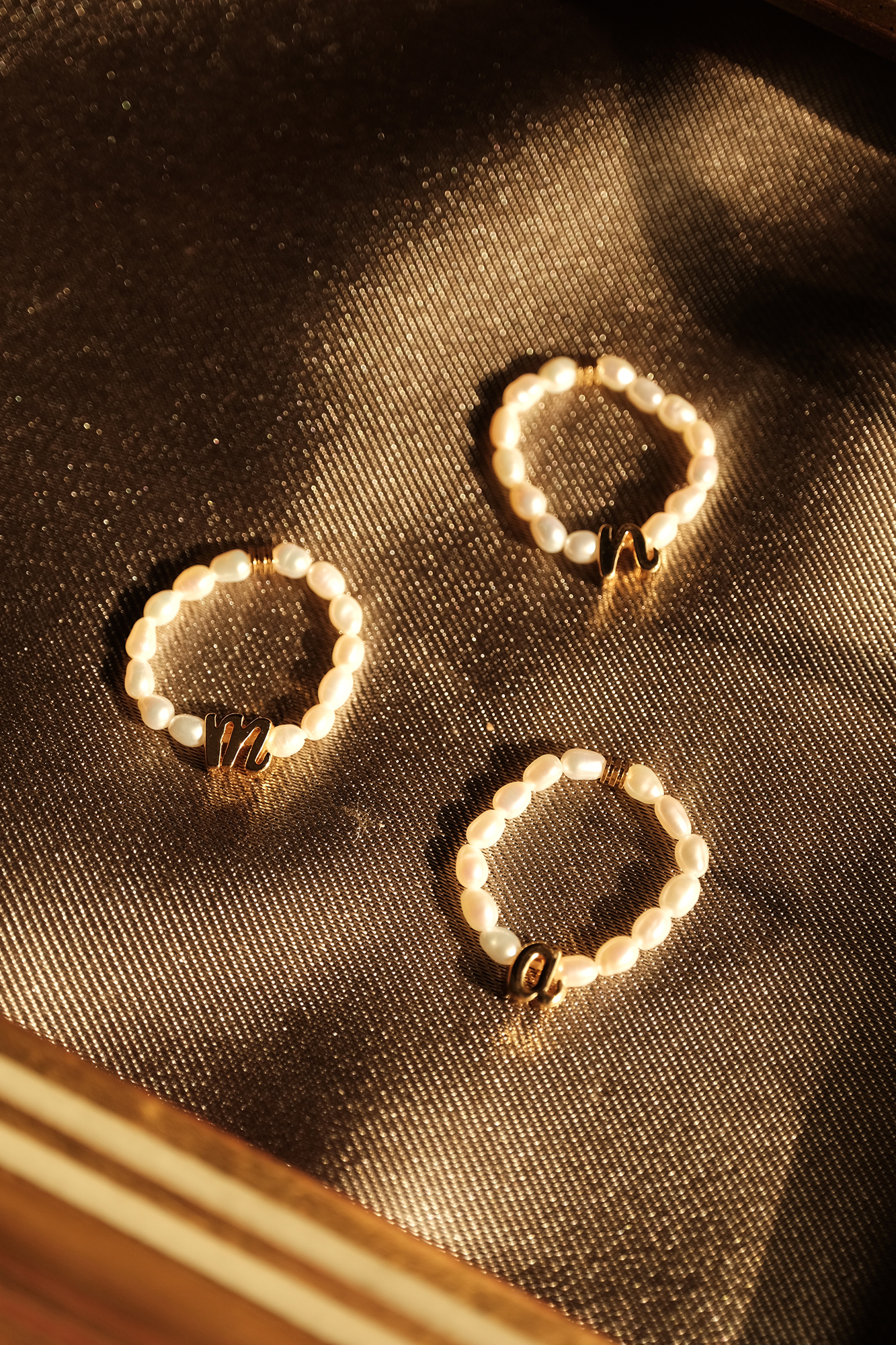 黃銅飾品, 戒指, 飾品, 黃銅,天然珍珠,英文字母,客製,18kgp,鍍18k金,彈性戒指