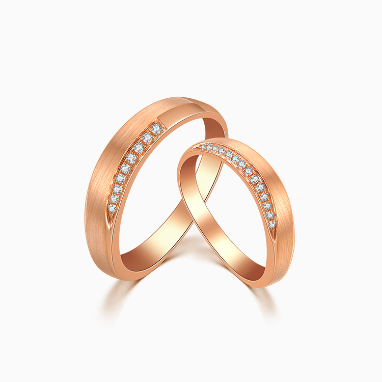 【情侶戒】18K 玫瑰金鑽石情侶 / 結婚對戒