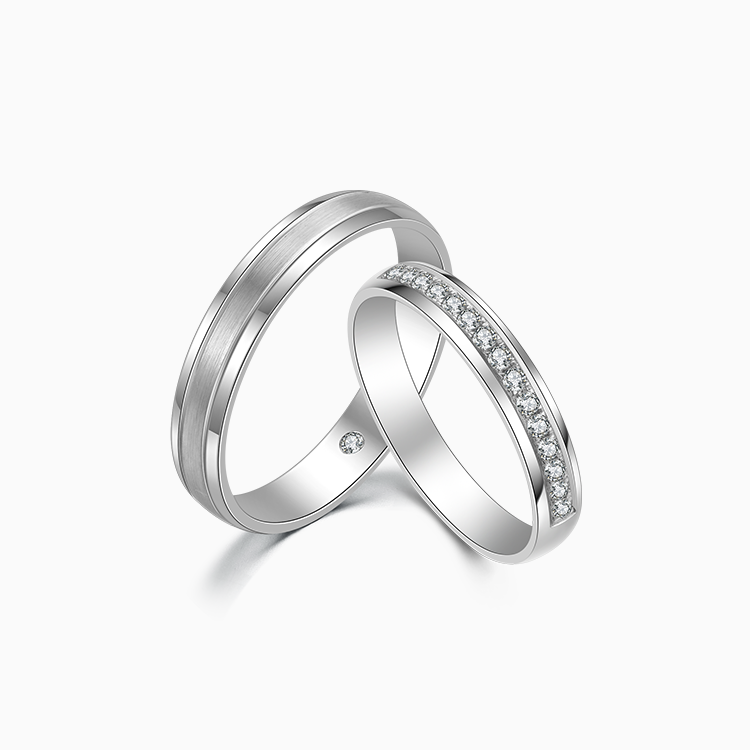 【情侶戒】18K 白金鑽石情侶 / 結婚對戒