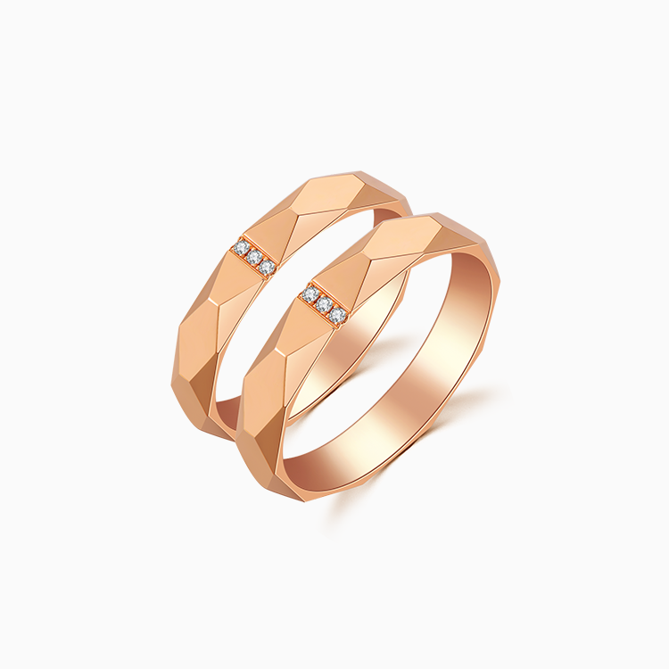 【閃耀愛】18K 玫瑰金鑽石情侶 / 結婚對戒