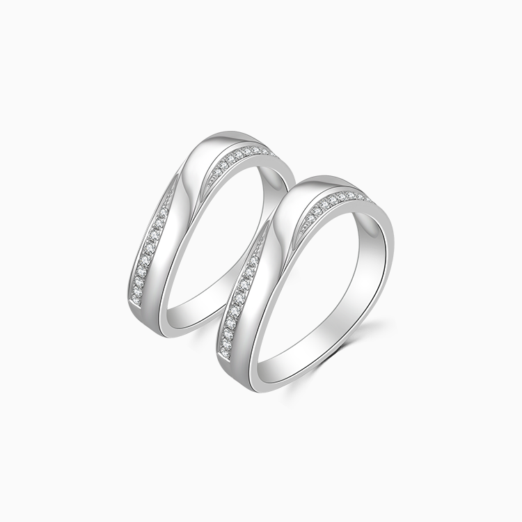 【朱古力】18K 白金鑽石情侶 / 結婚對戒