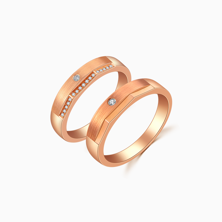 【閃耀愛】18K 玫瑰金鑽石情侶 / 結婚對戒