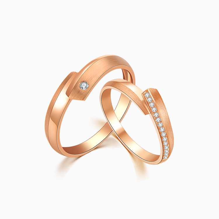 【情侶戒】18K 玫瑰金鑽石情侶 / 結婚對戒