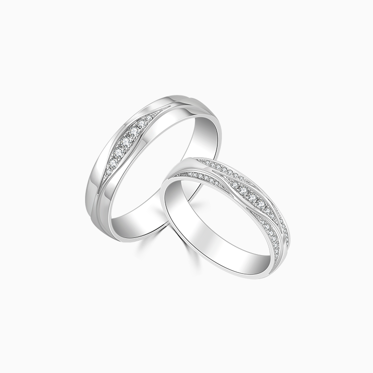 【朱古力】18K 白金鑽石情侶 / 結婚對戒