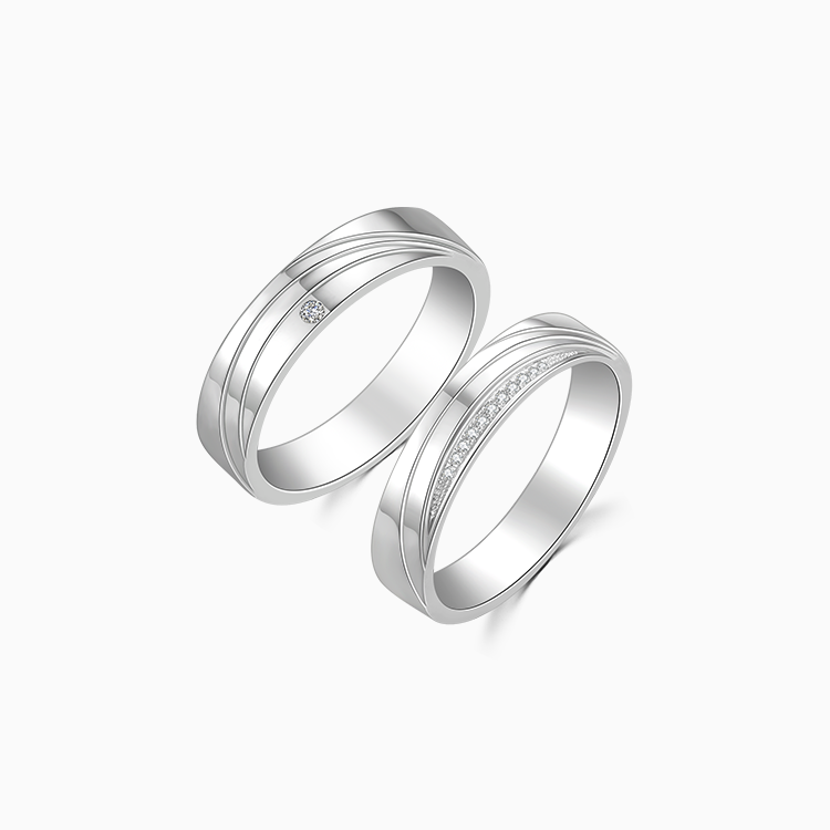 【朱古力】18K 白金鑽石情侶 / 結婚對戒