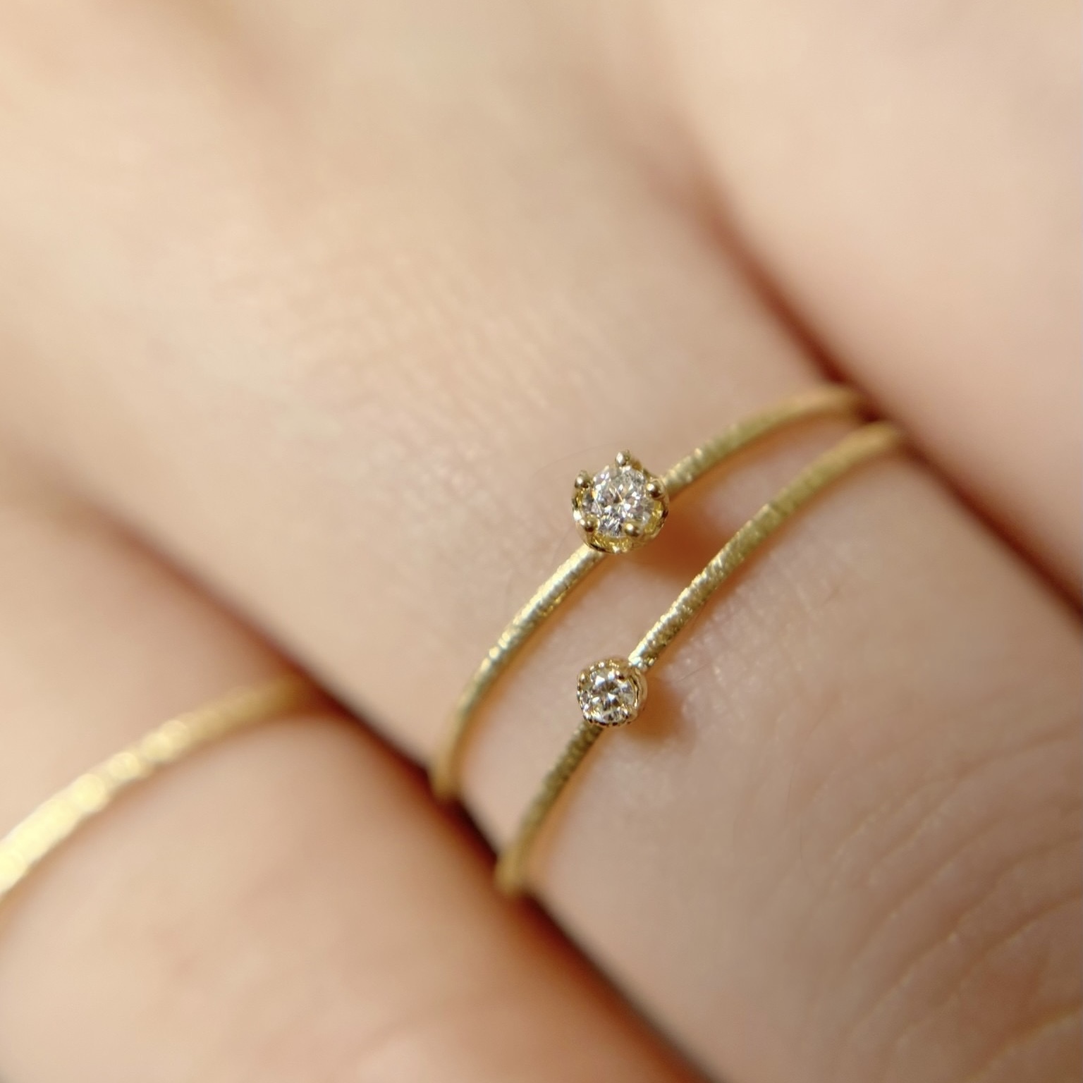 14K小五爪真鑽星砂細戒