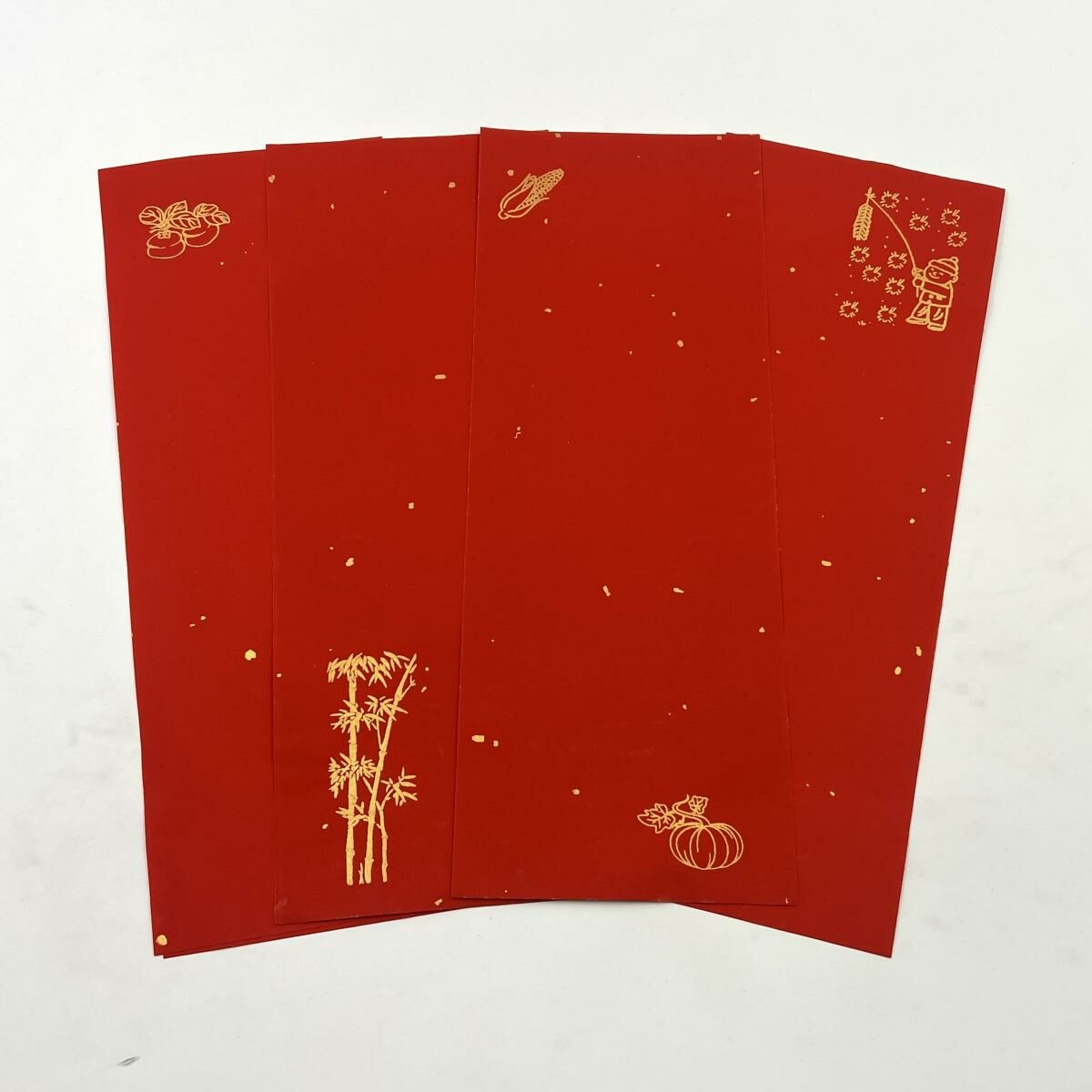 新款空白手寫揮春對聯紙 (染金圖案) 20張