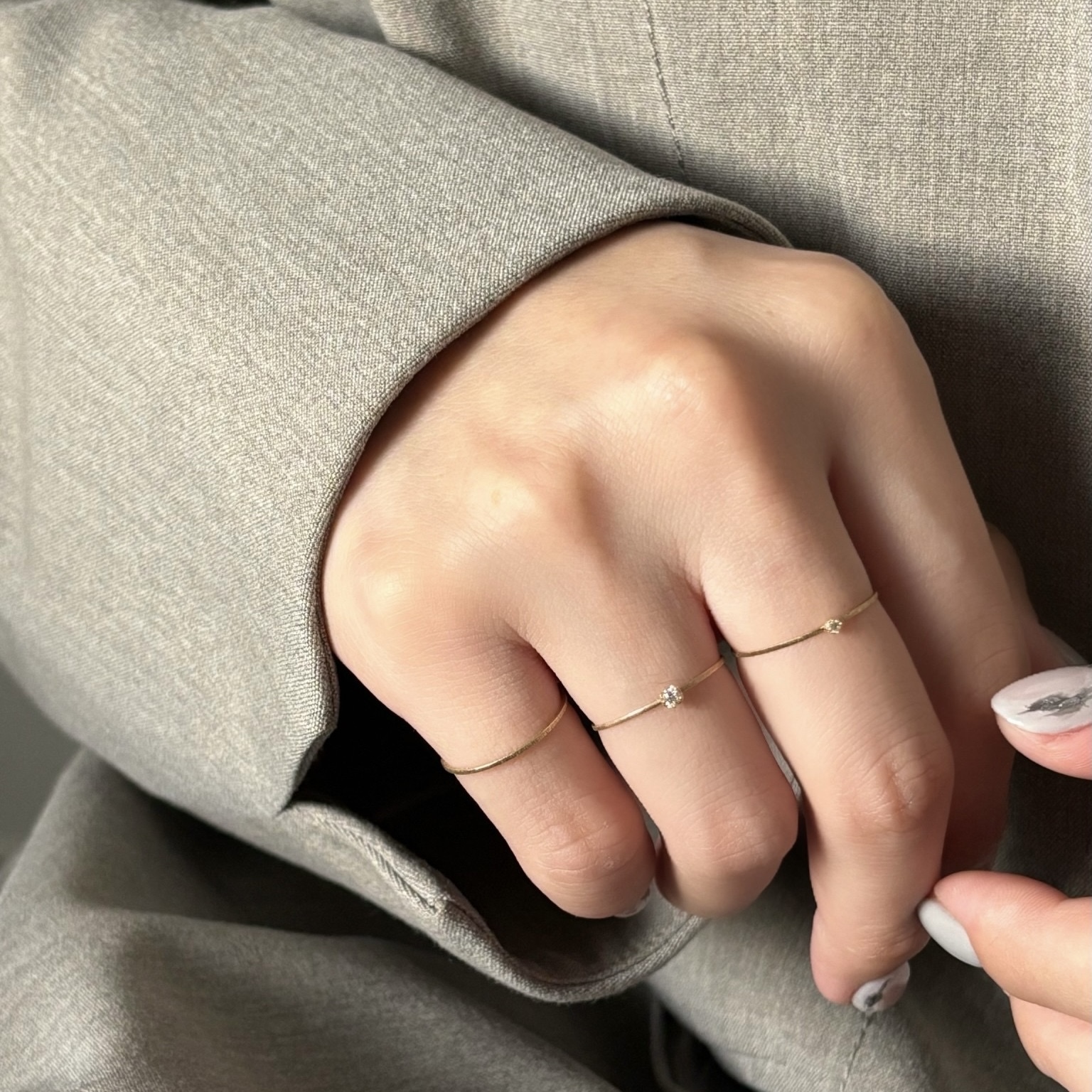 14K 1.5分真鑽星砂細戒