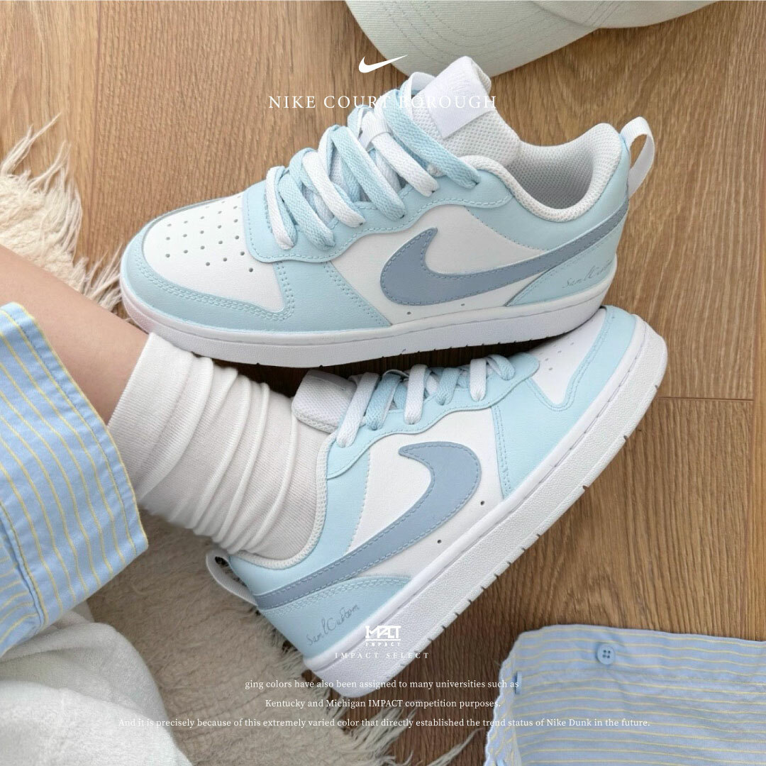 【訂製款】Nike Court Borough Low 霧霾藍勾