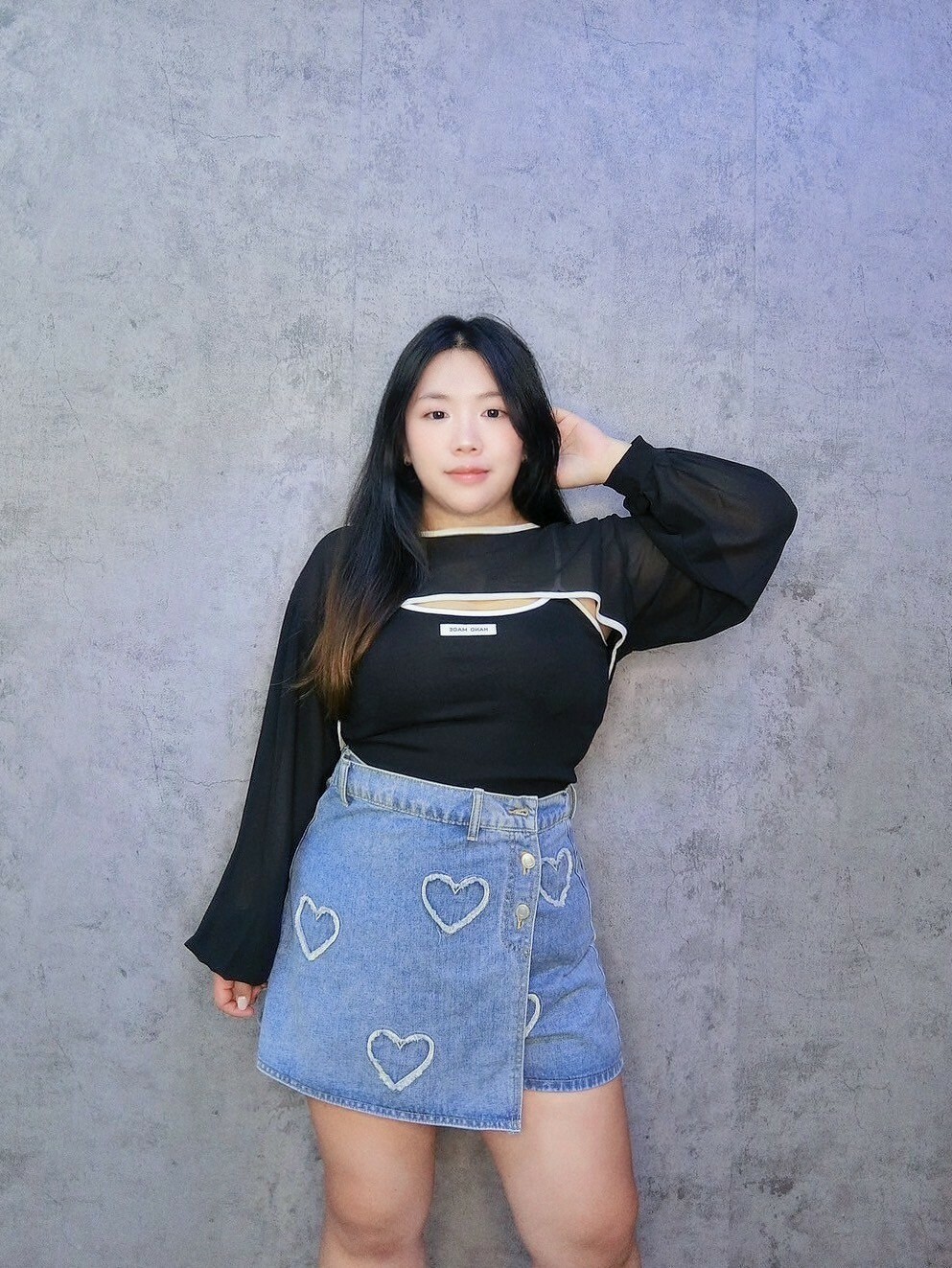 撞色網紗背心罩衫兩件套