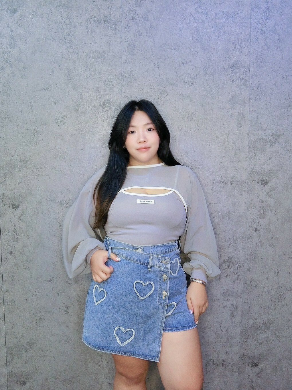 撞色網紗背心罩衫兩件套