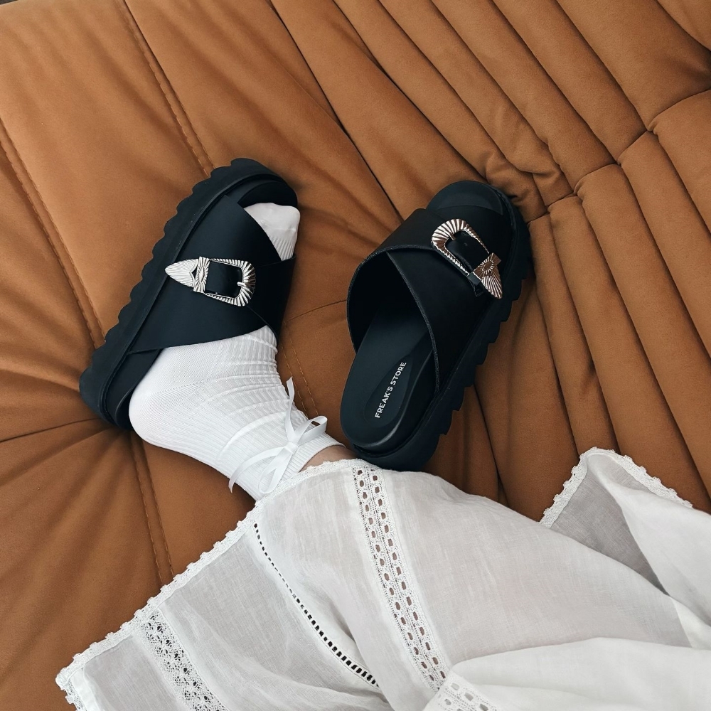 Freak Store 日本限定 銀扣 增高 厚底 涼拖鞋