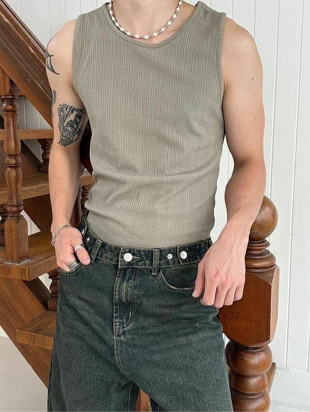 淨色暗直紋背心 GAMBLE-044V