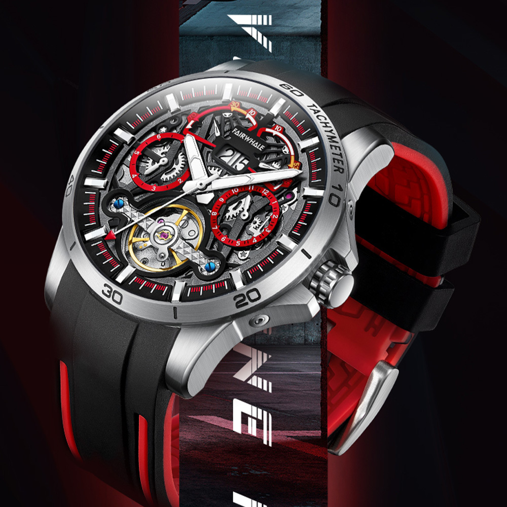 【Mark fairwhale 馬克菲爾 】PIONEER 開拓者系列II 6120 賽車 鏤空 夜光 機械 三眼 手錶