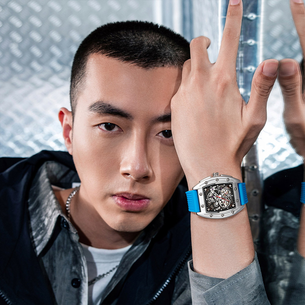 (預購)【Mark Fairwhale 馬克菲爾】 6180 酒桶型 雙面鏤空 高雅時尚 機械錶