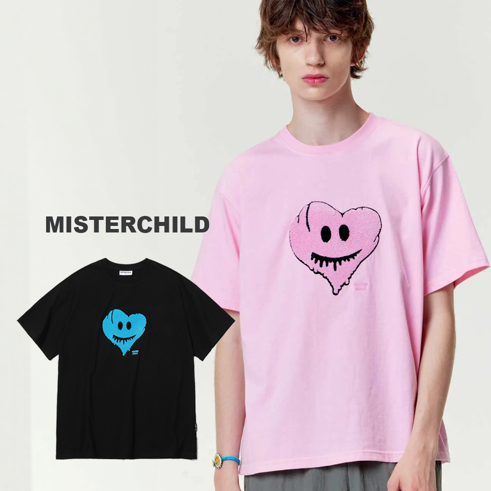MISTERCHILD 短絨刺繡 愛心 logo 短TEE 短袖上衣