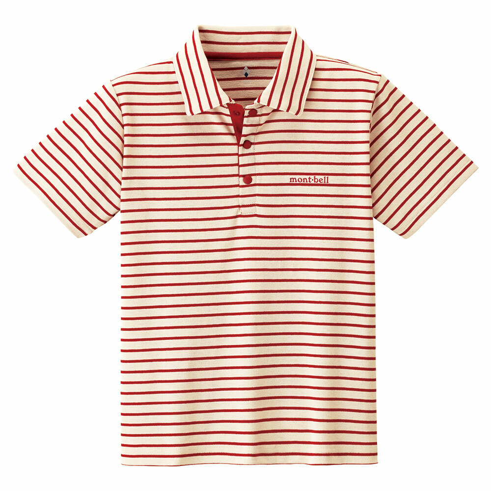 【特價款】日本montbell: 快乾透氣 Wickron Striped Collar T Kid's 130 - 160