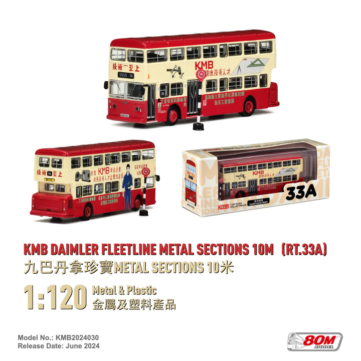 KMB2024030 1:120 九巴丹拿珍寶Metal Sections 10米 (33A)