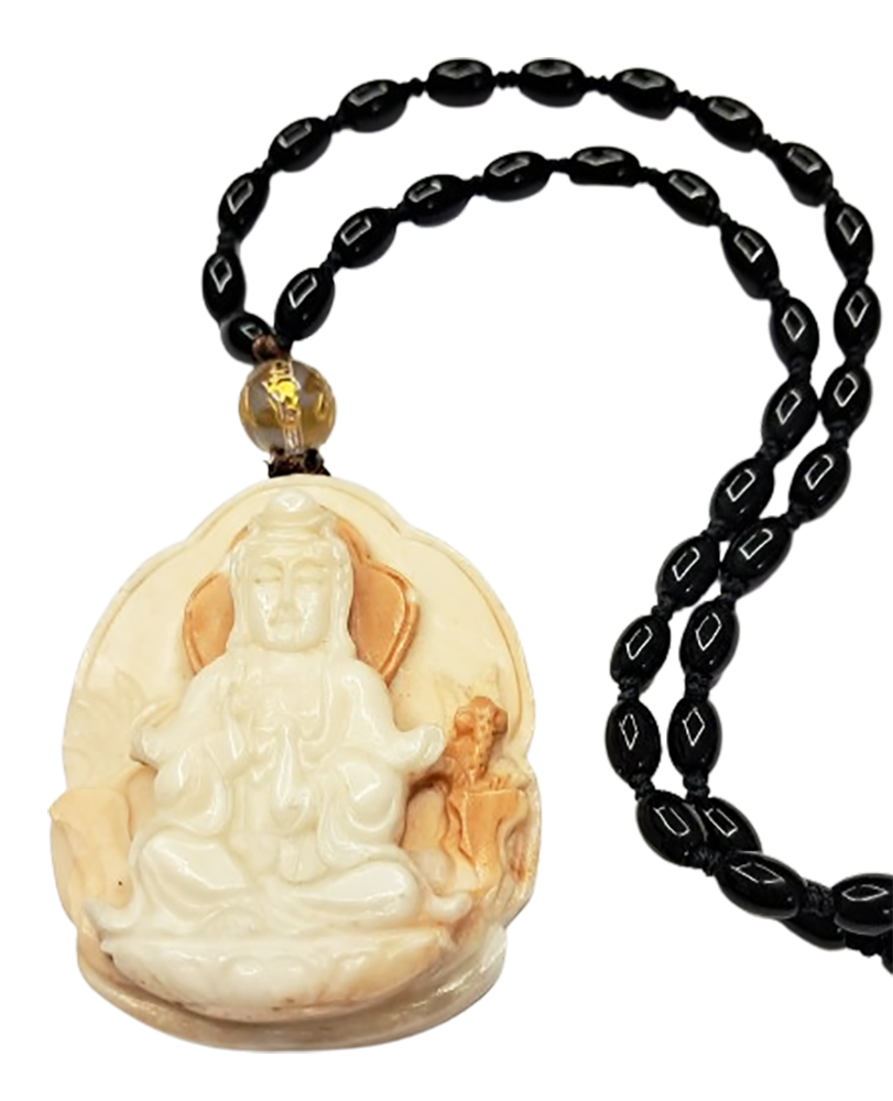 白衣觀音{龍宮舍利}黑玉髓項鍊【十方】148925