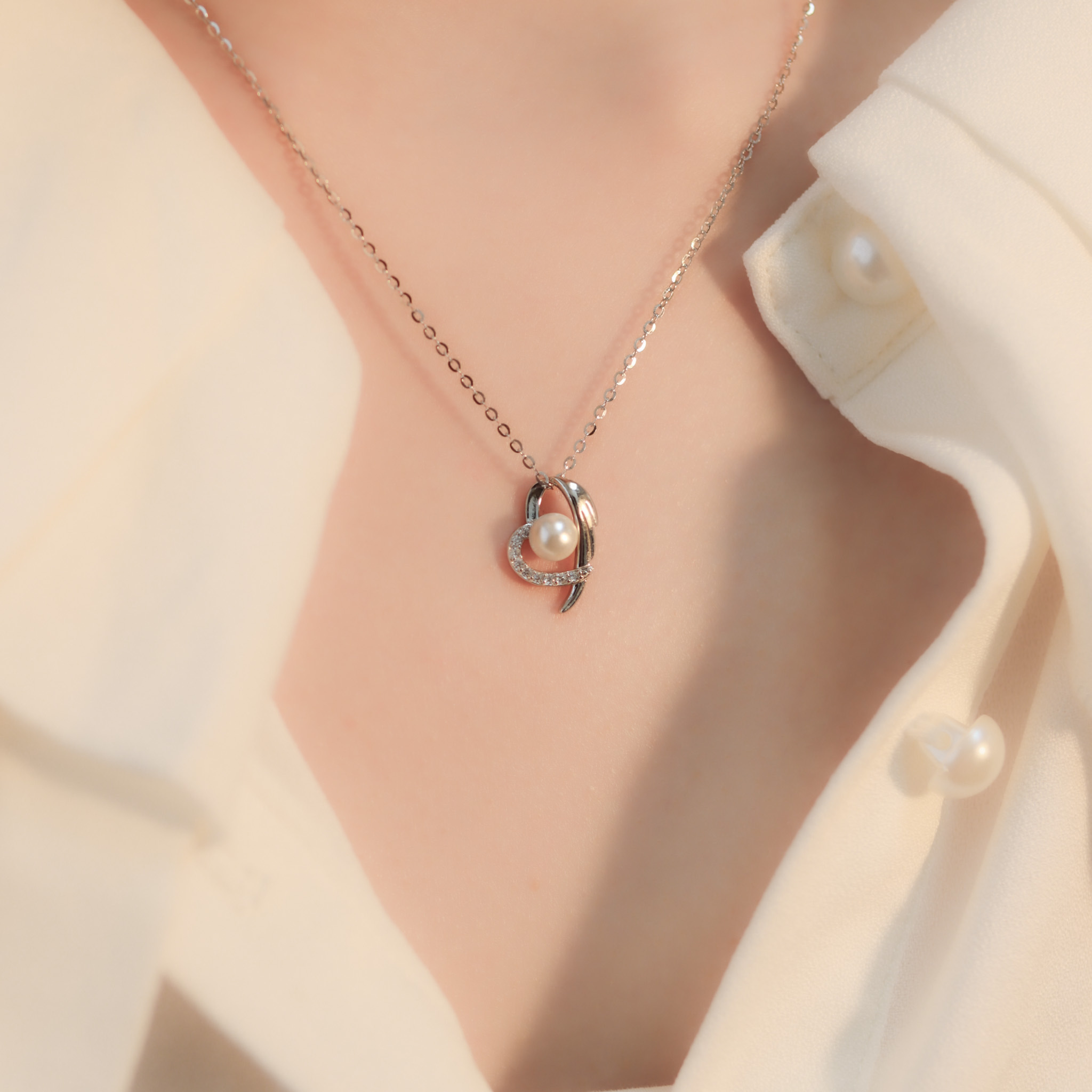 | 925 Silver・White Gold・Rose Gold・Pearl | Valued Love Necklace（Silver / Rose Gold) | NE1178 |