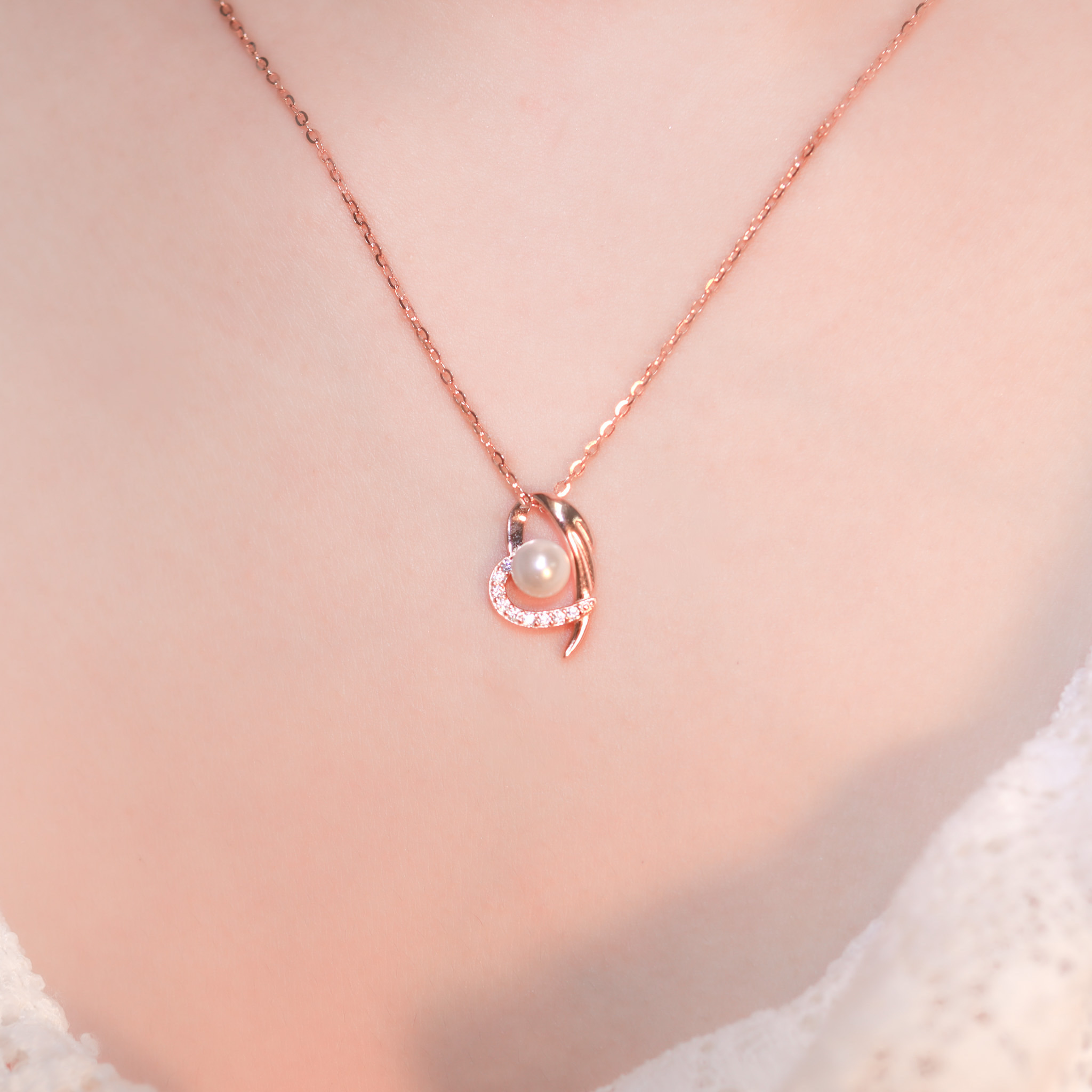 | 925 Silver・White Gold・Rose Gold・Pearl | Valued Love Necklace（Silver / Rose Gold) | NE1178 |