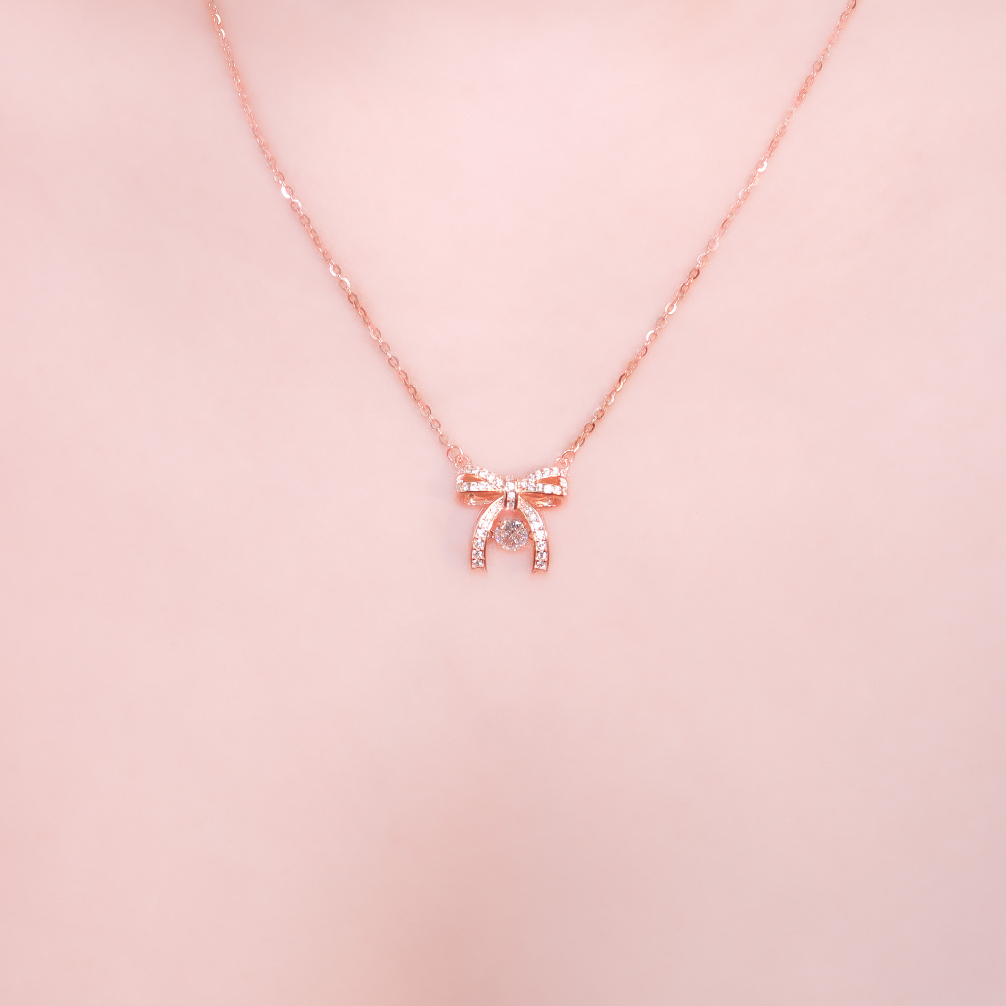 | 925 Silver・White Gold・Rose Gold | Dancing Wish Bow Necklace（Silver / Rose Gold） | NE1184 |