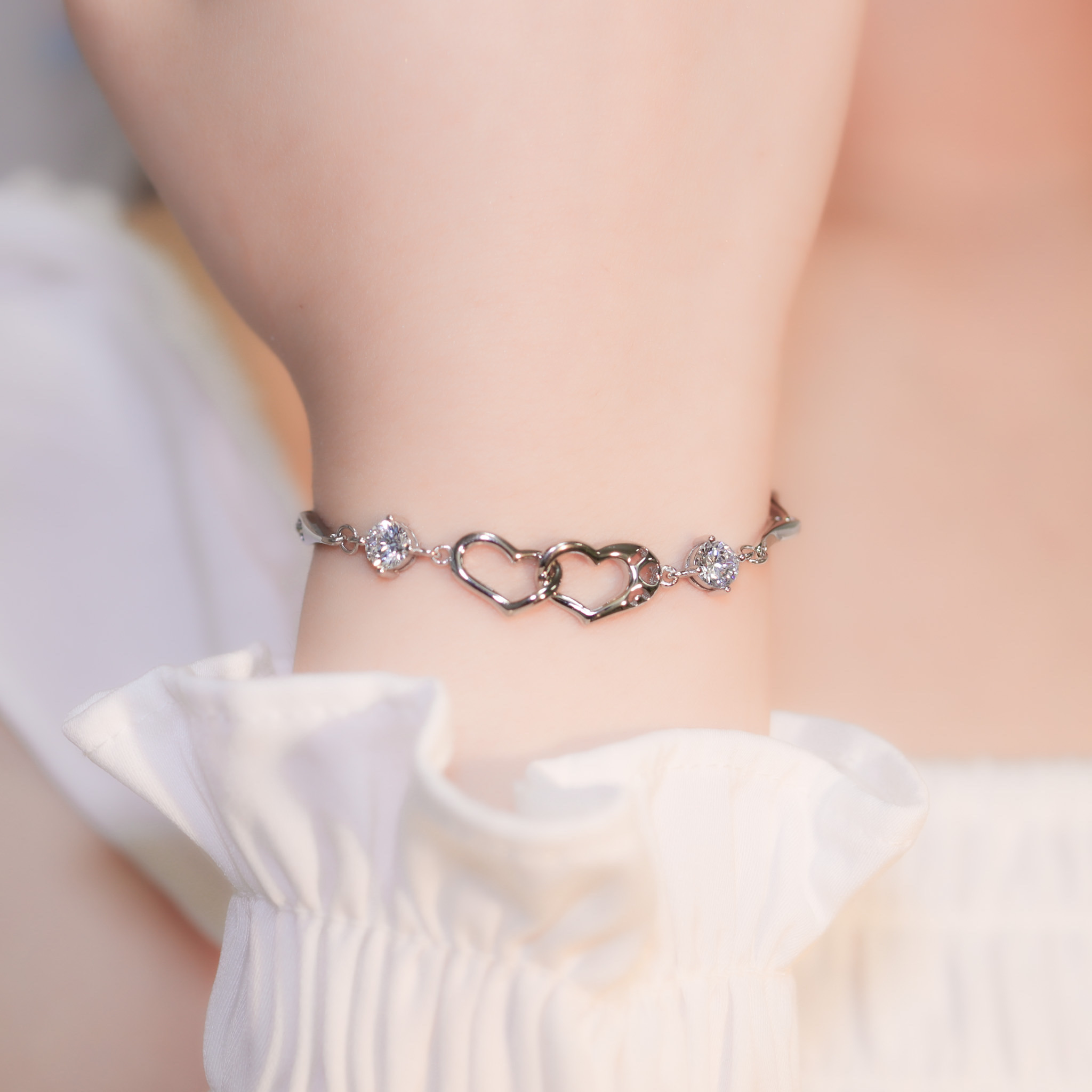 | 925 Silver・ White Gold | Love Connection Bracelet （White / Blue） | BR1121 |