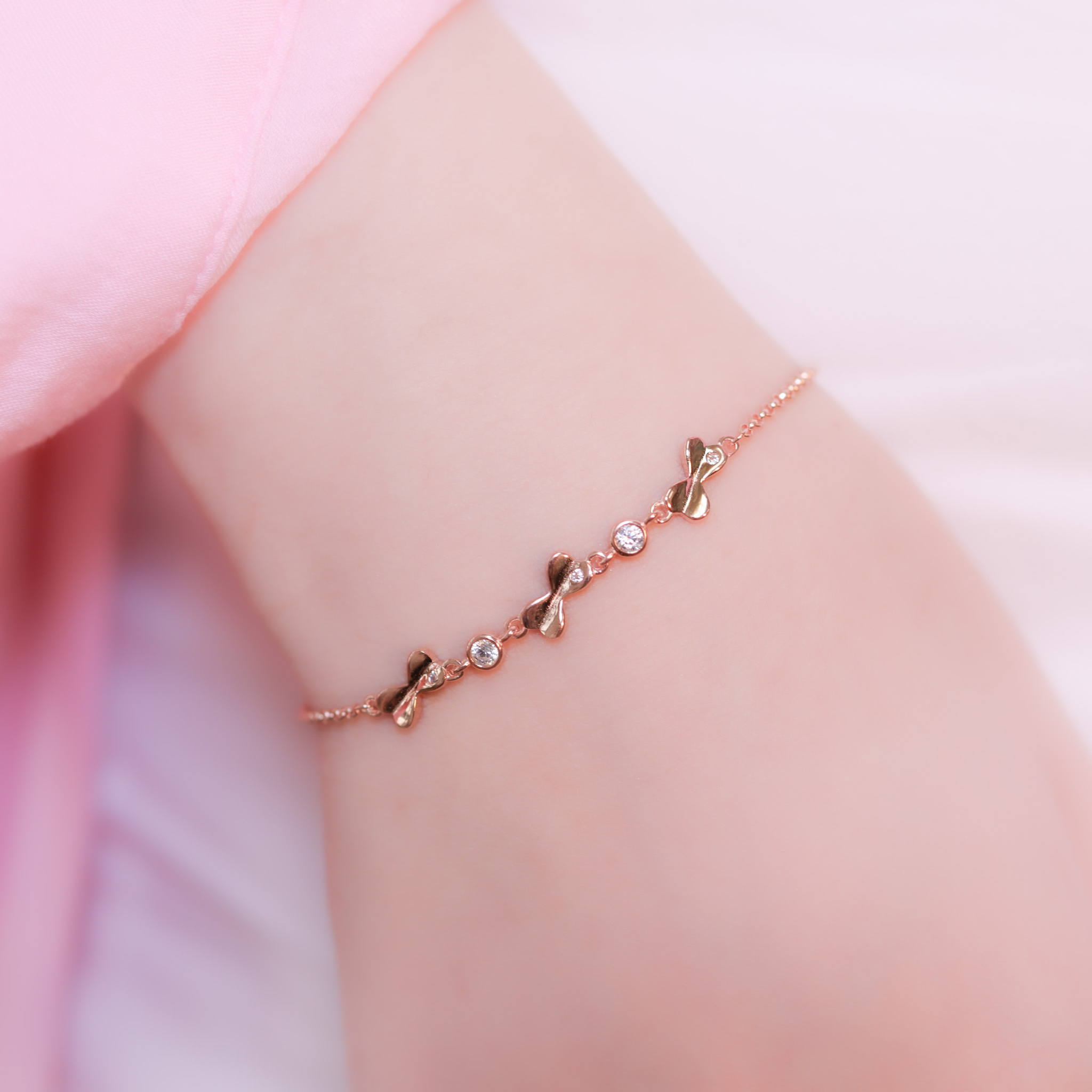 | 925 Silver・White Gold・Rose Gold | Ribbons Bracelet（Silver/Rose Gold） | BR1116 |