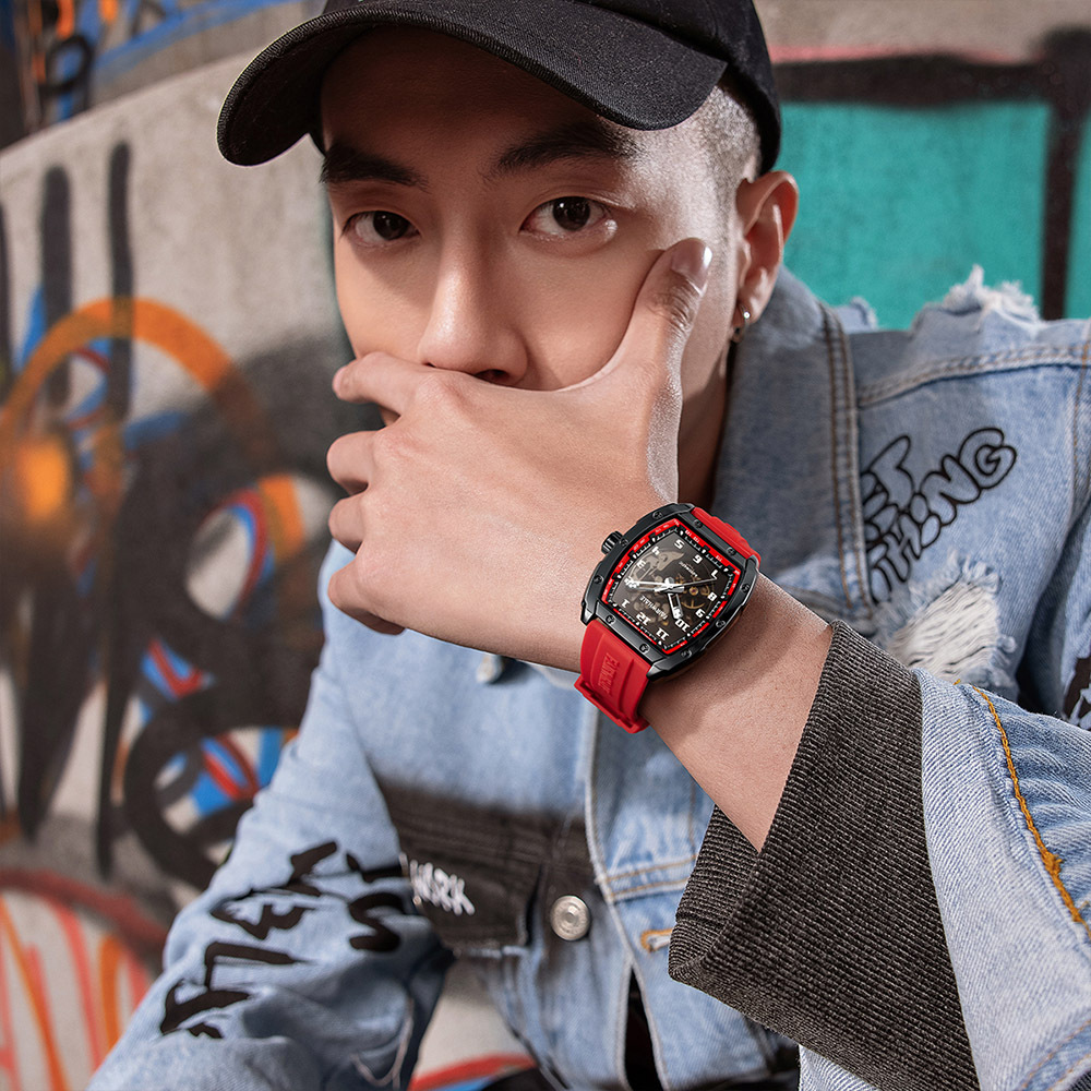 (預購)【Mark Fairwhale 馬克菲爾】6450 神秘 酒桶型 潮流 夜光 機械錶