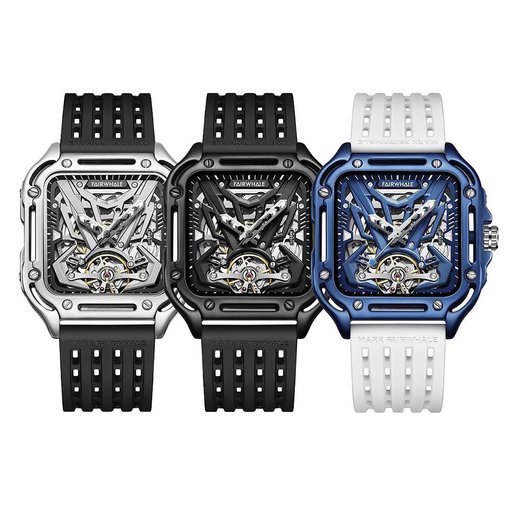 【Mark Fairwhale 馬克菲爾】6530 超跑賽道風 鏤空飛輪 夜光指針 機械錶 手錶