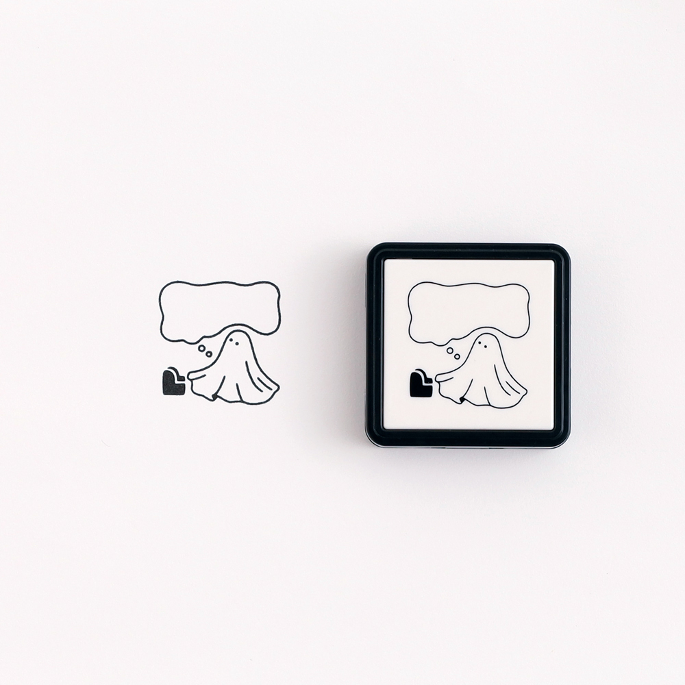 粉色 穿鞋幽靈 方型浸透印章｜日本STUDY HOLIC